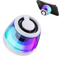 Portable Magnetic Bluetooth Speaker with RGB Light,Waterproof Wireless Speaker,Phone Stand,Small Speaker for Shower,Outdoor-White