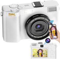 5K Professional Digital Camera Wide Angle Digital Zoom 64MP Camcorder Photography 3 Inch Screen Vlog Video Recorder WIFI Webcam Color White