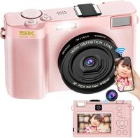 5K Professional Digital Camera Wide Angle Digital Zoom 64MP Camcorder Photography 3 Inch Screen Vlog Video Recorder WIFI Webcam Color Pink