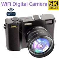 5K Professional Digital Camera Wide Angle Digital Zoom 64MP Camcorder Photography 3 Inch Screen Vlog Video Recorder WIFI Webcam Color Black