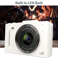 44MP Digital Camera CCD, 2.8-Inch, 16X Digital Zoom, 1080P HD Recording, Portable Student Camera for Photography Video Color White