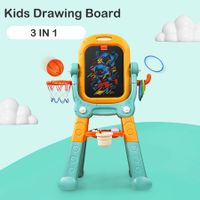 3 in 1Art Easel for Kids, Building Blocks, Drawing Board with Painting Accessories Green