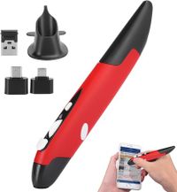 2.4GHz USB Wireless Optical Stylus for Computer Parts for PC Wireless Mouse 2.4G Type of Customised Innovative Vertical Stylus (Red)