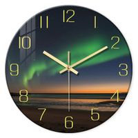 12 Inch Modern Wall Clock, Silent Battery Operated Decorative Aurora Clocks for Living Room/Kitchen/Office