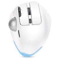 Rechargeable USB Bluetooth Wireless Mouse for Laptop PC, Mac,Programmable Buttons,Easy Thumb Control,Adjustable Angle & Connect RGB Light(White)