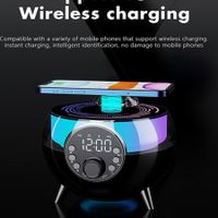 Alarm Clock Bluetooth Wireless Speaker Starry Sky Projection Atmosphere Light with Fast Charging,FM Radio TF Card/U Disk/AUX Music Player(Black)