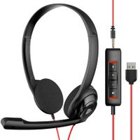 USB Computer Headset with Clear Chat Microphone,Lightweight On-Ear Wired Headset for MS Teams,Skype,Webinars,Call Center and More (Black)