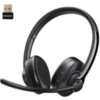 Wireless Headset with Mic,Headset Wireless Bluetooth V5.3 with AI Noise Cancelling Microphone with USB Dongle & Mic Mute