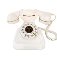 Retro Landline Telephone,Sentno 1960s Vintage Corded Dial Phone Classic Old Fashion Telephones Wired Desk Telephone for Office and Home (White)