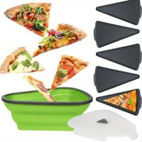 Foldable Silicone Pizza Storage Container Organize and Save Space, Adjustable Size, Microwave Dishwasher Safe (Green)