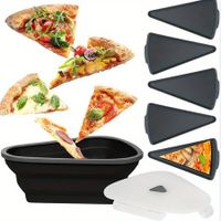 Foldable Silicone Pizza Storage Container Organize and Save Space, Adjustable Size, Microwave Dishwasher Safe (Black)