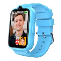 4G Smart Watch with GPS Tracker for Kids Age 5-12,Kids Cell Phone Watch with Video Call Voice Chat Alarm Clock SOS Camera Math Game-Blue