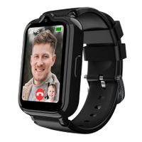 4G Smart Watch with GPS Tracker for Kids Age 5-12,Kids Cell Phone Watch with Video Call Voice Chat Alarm Clock SOS Camera Math Game-Black