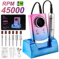 45000RPM Nail Drill Machine Kit Rechargeable Portable Poliher For Manicure With Nail Drill Stand  For Salon And Home Use Gradient Color