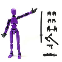 Purple Black Lucky 13 Action Figures Assembly Completed 3D Printed Multi Jointed Movable Desktop Decorations for Action Figures for Game Lovers