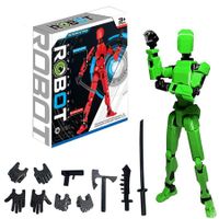 Green Black Lucky 13 Action Figures Assembly Completed 3D Printed Multi Jointed Movable Desktop Decorations for Action Figures for Game Lovers