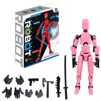 Pink Black Lucky 13 Action Figures Assembly Completed 3D Printed Multi Jointed Movable Desktop Decorations for Action Figures for Game Lovers