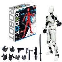 White Black Lucky 13 Action Figures Assembly Completed 3D Printed Multi Jointed Movable Desktop Decorations for Action Figures for Game Lovers