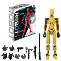 Yellow Black Lucky 13 Action Figures Assembly Completed 3D Printed Multi Jointed Movable Desktop Decorations for Action Figures for Game Lovers