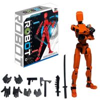 Orange Black Lucky 13 Action Figures Assembly Completed 3D Printed Multi Jointed Movable Desktop Decorations for Action Figures for Game Lovers