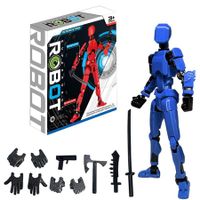 Blue Black Lucky 13 Action Figures Assembly Completed 3D Printed Multi Jointed Movable Desktop Decorations for Action Figures for Game Lovers