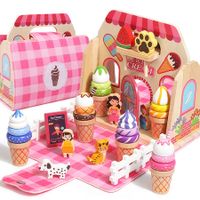 Ice Cream Shop wooden Set Baby Character Tea Party Toys Educational Dessert Simulation Set for Afternoon Fun