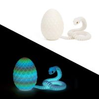 Light In The Night 3D Printed Viper Dragon Egg Set Movable Joint Toy Popular Easter Gift for Children （Random Color Effect) White during the day