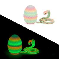 Light In The Night 3D Printed Viper Dragon Egg Set Movable Joint Toy Popular Easter Gift for Children （Random Color Effect) Rainbow during the day