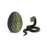 Black Bronze 3D Printed Viper Dragon Egg Set Movable Joint Toy Popular Easter Gift for Children