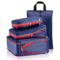 4 Set Compression Packing Cubes Travel, Travel Accessories Expandable Packing Organizers for Carry On, Essentials Luggage Travel Bags (Navy)