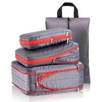 4 Set Compression Packing Cubes Travel, Travel Accessories Expandable Packing Organizers for Carry On, Essentials Luggage Travel Bags (Gray)