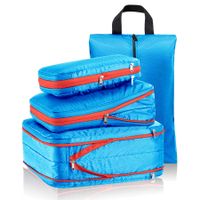 4 Set Compression Packing Cubes Travel, Travel Accessories Expandable Packing Organizers for Carry On, Essentials Luggage Travel Bags (Blue)