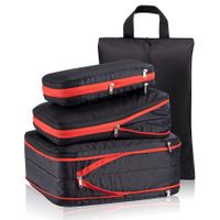 4 Set Compression Packing Cubes Travel, Travel Accessories Expandable Packing Organizers for Carry On, Essentials Luggage Travel Bags (Black)