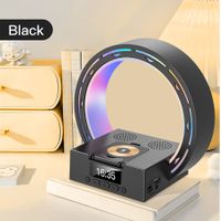 Bluetooth Speaker,Wireless Charging,Cell Phone Stands,Atmosphere Bedside Light and Clock, HD Surround Sound Perfect for Home (Black)