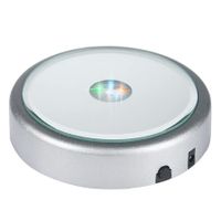 LED Light Base Multicolor Round Display Stand for Crystal Art Lighted Base for 3D Glass Led Display Base Pedestal Plate Decor Silver