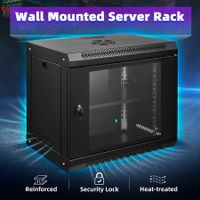 12U Network Server Cabinet Rack Wall Mount Data Case Enclosure 19 Inch Deep with Locking Glass Door Removable Side Panels for IT Computer Equipment