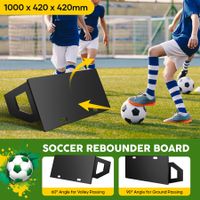 Soccer Ball Rebounder Board Kick Back Wall Sports Football Drills Training Aid Passing Shooting Practice Equipment Portable 2 Angles Rebound 100x42cm