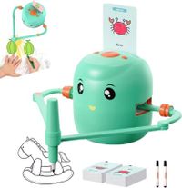 Drawing Robot for Kids,Interactive Educational Drawing Robot for Kids,Montessori Learning Toy with 100 Word Cards Color Green