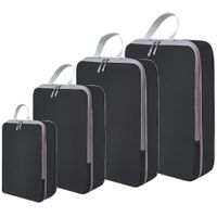 4 Set Compression Packing Cubes for Suitcases, Luggage Packing Organizers Bag Travel Accessories(Black)