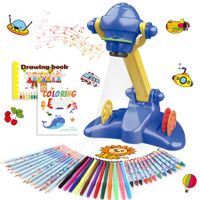 Drawing Projector for Kids,Art and Craft KitIncluding Colored Pencils,Crayons,Coloring Books,Gift for 3+ Year Old Girls(Blue)