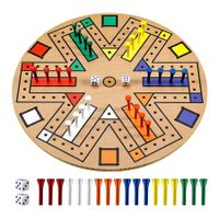 Fast Track Board Game Wooden 3-6 Players Board Game Set with 24 Board Game Pieces, Fast Track Game Night for Teens Family Game, 6 Colors