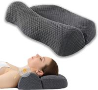 Cervical Pillow Memory Foam Contour Neck Shoulder Ergonomic Back Stomach Side Sleeper Dark Grey