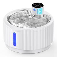 Wireless Cat Water Fountain 2.8 L Battery Operated Pet Water Dispenser with Stainless Steel Tray, Motion Sensor,Quiet Pump