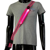 USB Rechargeable LED Reflective Belt Sash Adjustable Length LED Light Up Running Belt Light for Walkers (Pink)