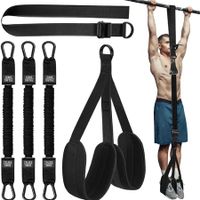 Heavy Duty Resistance Band for Pull Up Bar, Adjustable Weight/Size with Fabric Feet/Knee Rest, Bands for Pull Up Assist for Strength Training (Black)