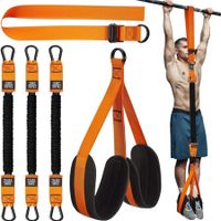 Heavy Duty Resistance Band for Pull Up Bar, Adjustable Weight/Size with Fabric Feet/Knee Rest, Bands for Pull Up Assist for Strength Training (Orange)