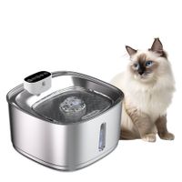 Stainless Steel Pet Water Fountain 3.2L/108oz,Automatic  Dog Cat Drinking Dispenser Cordless Battery Operated