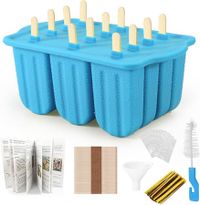 Silicone Popsicles Molds,Ice Pop Cream Mold Set Homemade Popsicle Maker For Kids with 50pcs Sticks(Blue)