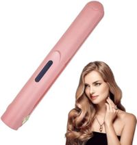 2 in 1 Hair Straightener and Curler,Portable Travel Wireless USB Rechargeable Mini Straightener,Anti-Scald 3-Level Adjust Temp,Pink