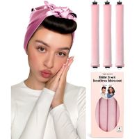 Little Velvet Overnight Curls Blowout 3 Rods Heatless Hair Curler to Sleep in Satin Heatless Curls No Heat Hair Rollers Pink